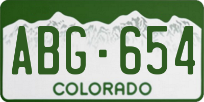CO license plate ABG654