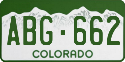 CO license plate ABG662
