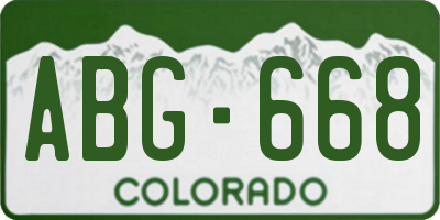 CO license plate ABG668