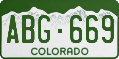 CO license plate ABG669