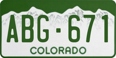 CO license plate ABG671