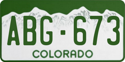 CO license plate ABG673