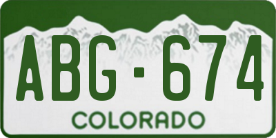 CO license plate ABG674