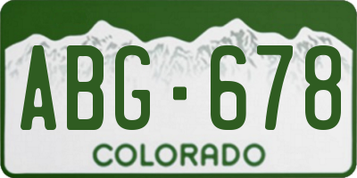 CO license plate ABG678