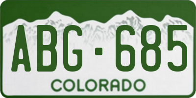 CO license plate ABG685