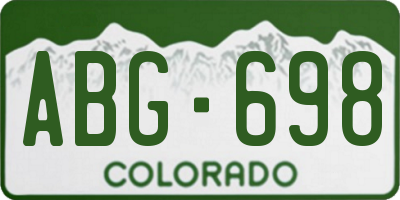 CO license plate ABG698