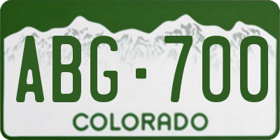 CO license plate ABG700