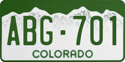 CO license plate ABG701