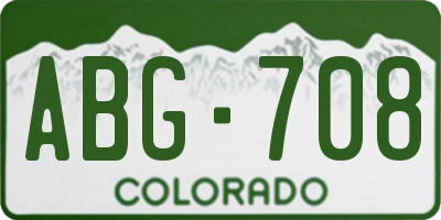 CO license plate ABG708