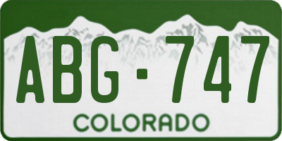 CO license plate ABG747