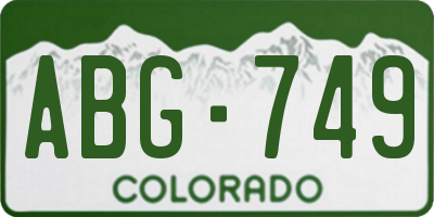 CO license plate ABG749