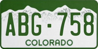 CO license plate ABG758