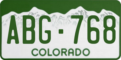 CO license plate ABG768