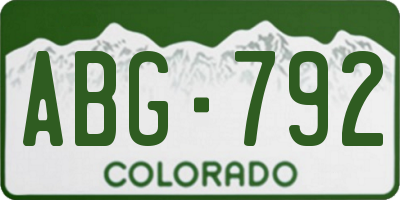 CO license plate ABG792