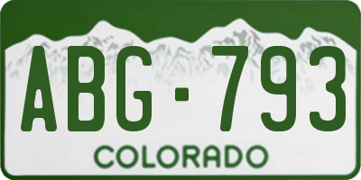 CO license plate ABG793