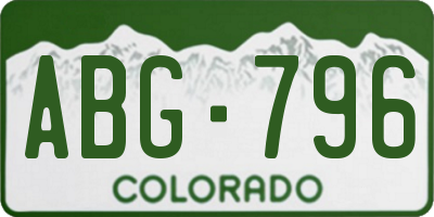 CO license plate ABG796