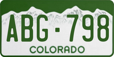 CO license plate ABG798