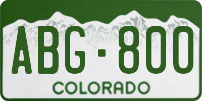 CO license plate ABG800