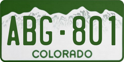 CO license plate ABG801