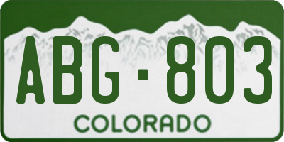 CO license plate ABG803
