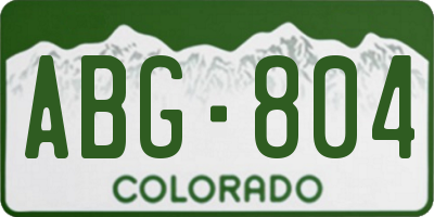 CO license plate ABG804
