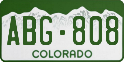 CO license plate ABG808