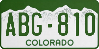 CO license plate ABG810