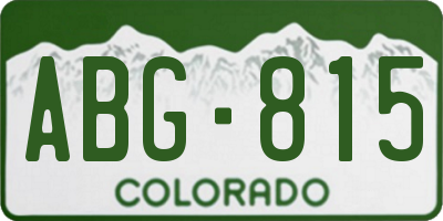 CO license plate ABG815