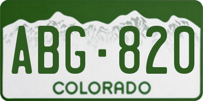 CO license plate ABG820