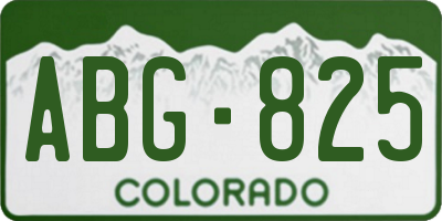 CO license plate ABG825