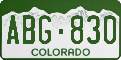 CO license plate ABG830