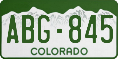 CO license plate ABG845