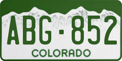 CO license plate ABG852