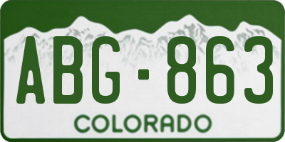CO license plate ABG863