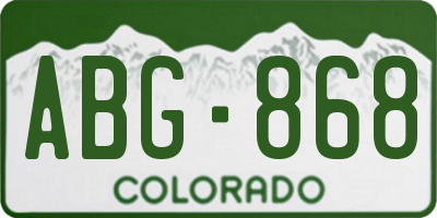 CO license plate ABG868