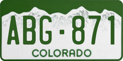 CO license plate ABG871