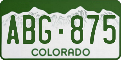 CO license plate ABG875