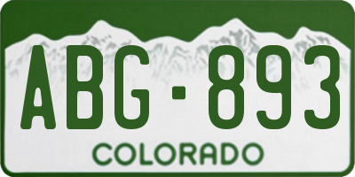 CO license plate ABG893