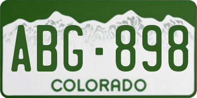 CO license plate ABG898