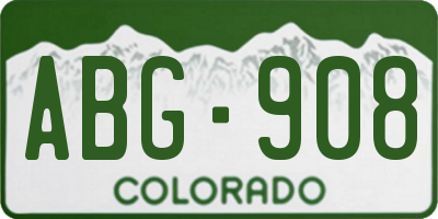 CO license plate ABG908