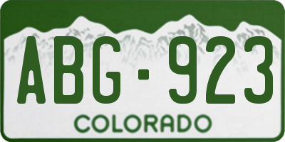 CO license plate ABG923