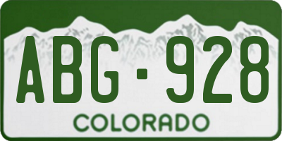 CO license plate ABG928