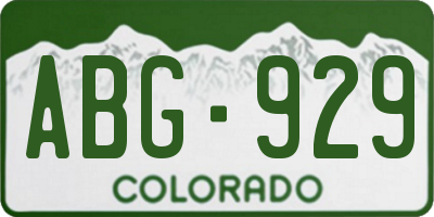 CO license plate ABG929