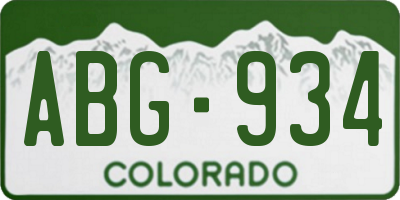CO license plate ABG934