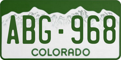 CO license plate ABG968