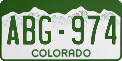 CO license plate ABG974