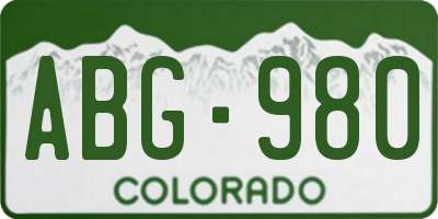 CO license plate ABG980