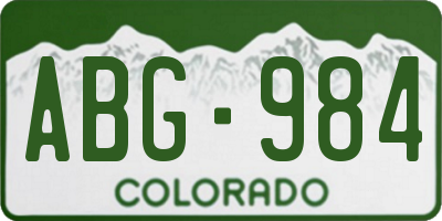 CO license plate ABG984