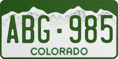 CO license plate ABG985