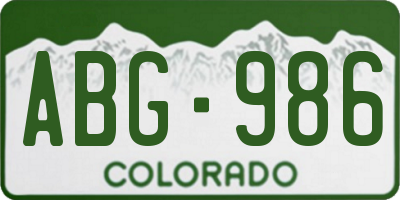 CO license plate ABG986